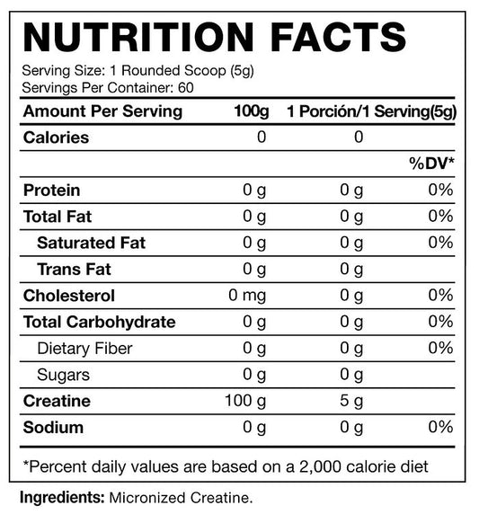 Creatina Monohidratada Micronizada HEXACORE (300r / 60 Servicios)