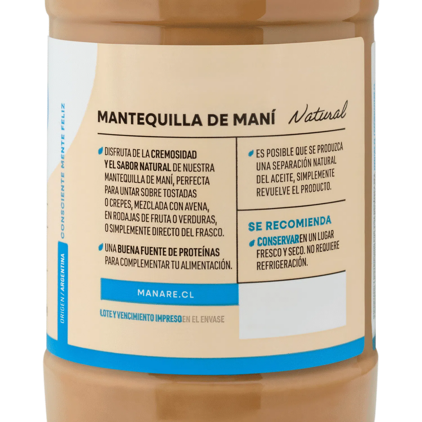 Mantequilla de mani Manare 500 g