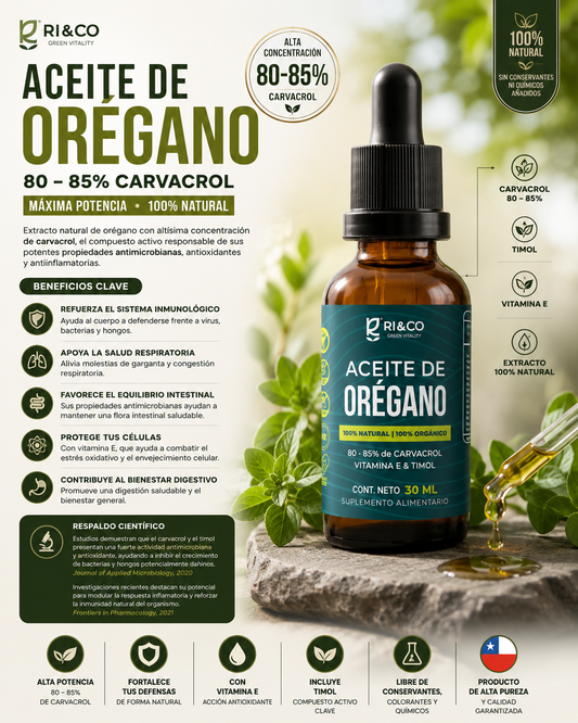 Aceite de Orégano Riandco 30 ml – 80-85% Carvacrol