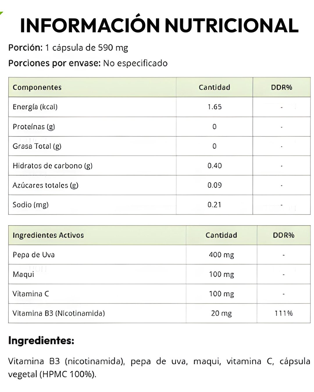 Nad + Resveratrol 500mg Grizzly (60 cap / 60 porciones)