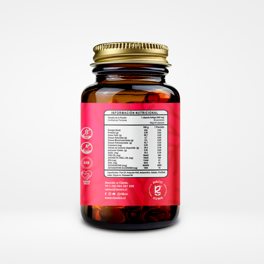 🐟✨ Astaxantina + Omega 3 Riandco El Antioxidante mas Portente del Mundo (60 cápsulas blandas)
