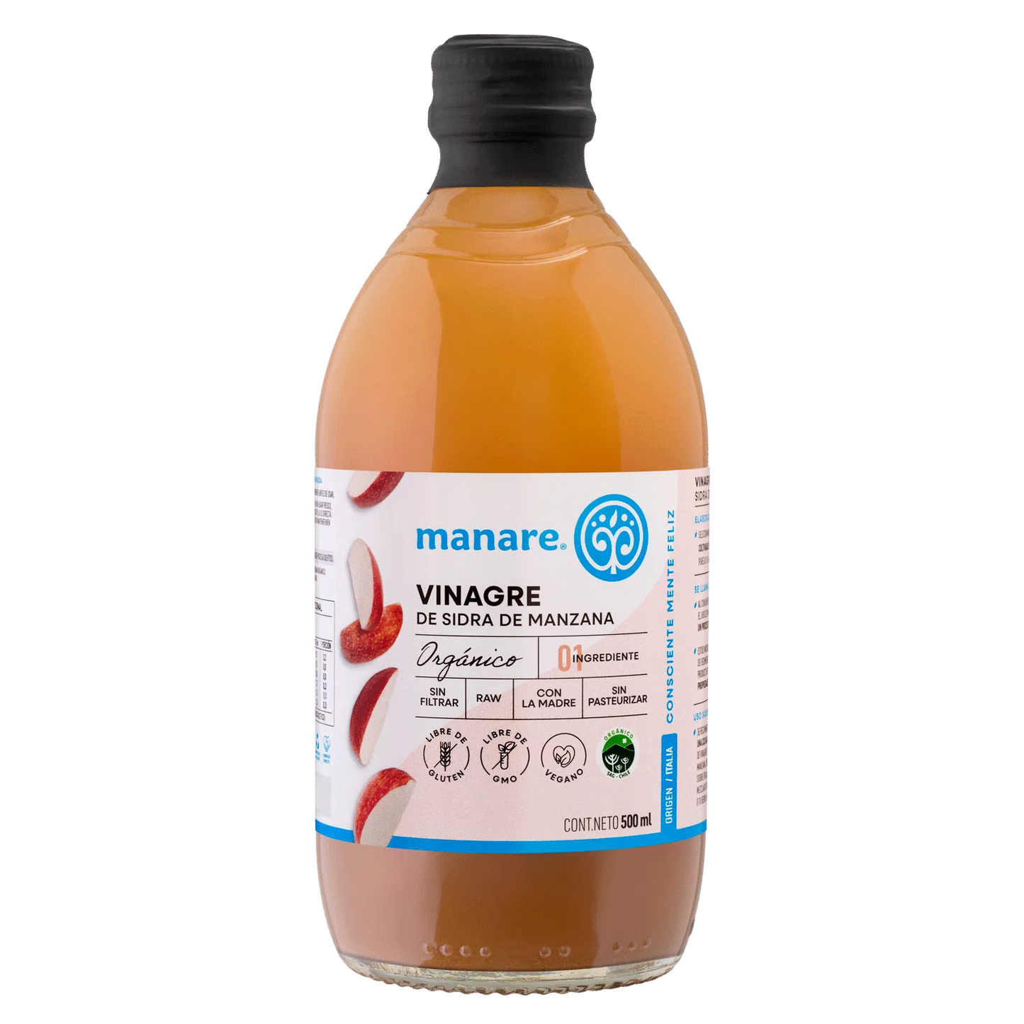 Vinagre de Sidra de Manzana Orgánico Manare (500 ml)
