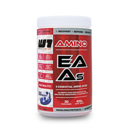 🏋️‍♂️ Aminoácidos EAAs + Electrolitos Winkler Nutrition – Sabor Blue Raspberry (450 g / 30 servicios)