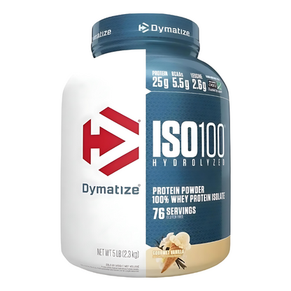🥇 Proteína Aislada (Isolate) Hidrolizada Dymatize ISO100 – Sabor Vainilla Gourmet (5 lbs / 76 servicios)