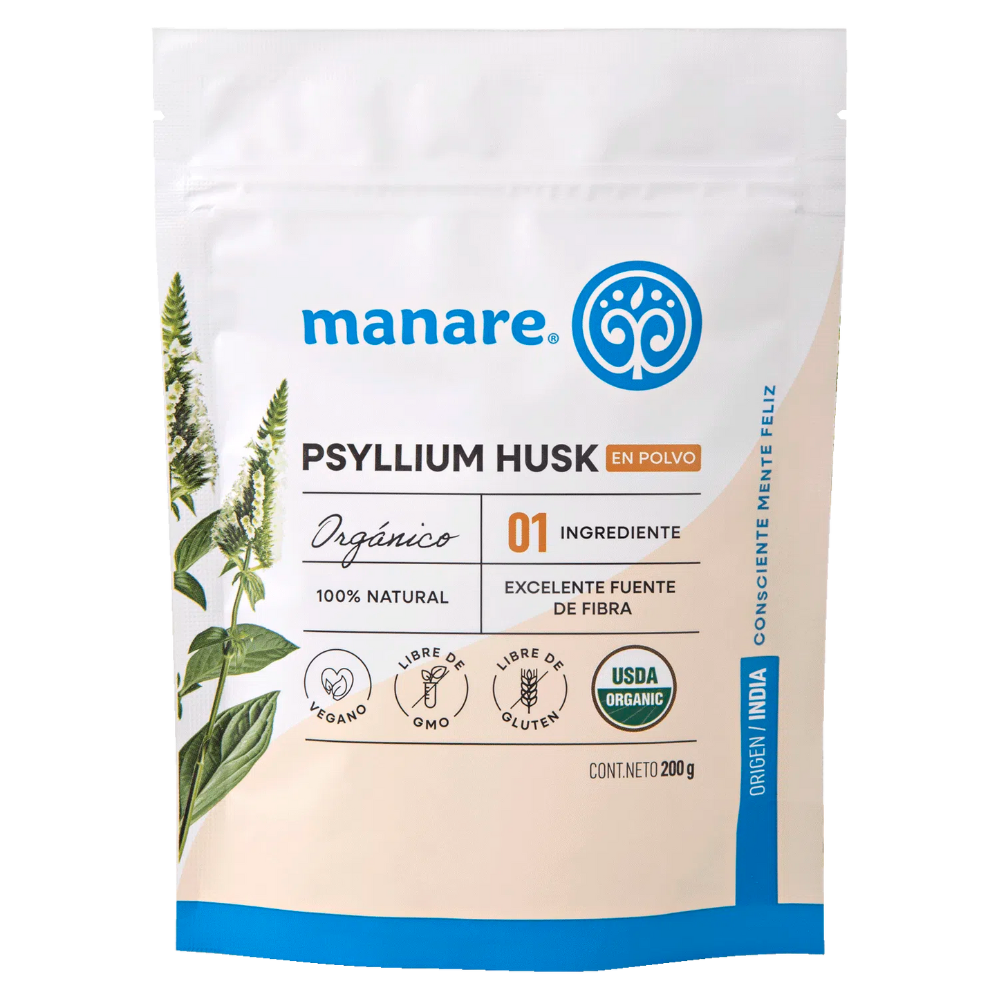 Psyllium Husk Orgánico Manare 200 g