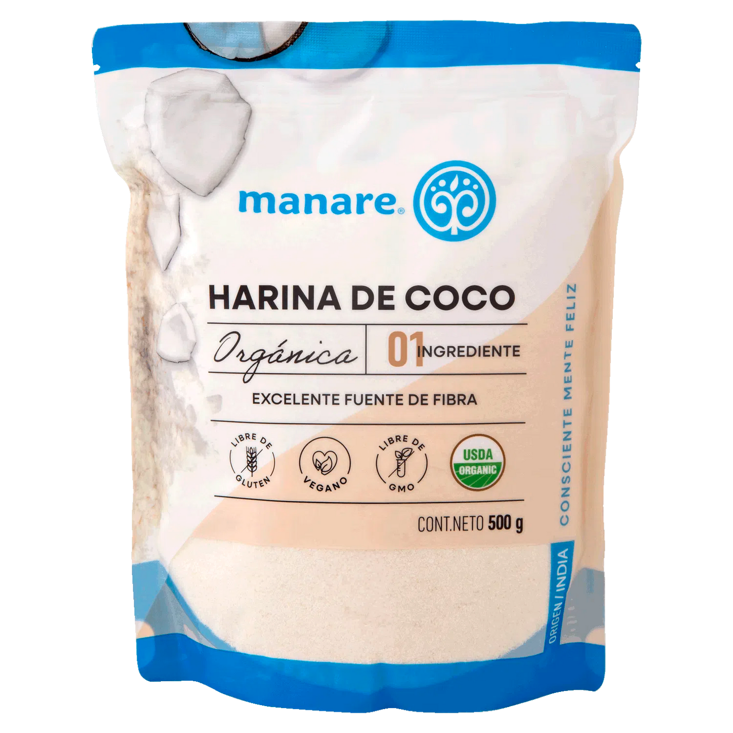 Harina de coco orgánica Manare 500 g