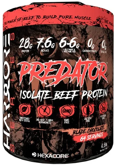 🥩 Proteína de Carne Aislada (Isolate) Hidrolizada Hexacore Predator Beef Sabor Blade Chocolate – 4.8 lbs (64 servicios)