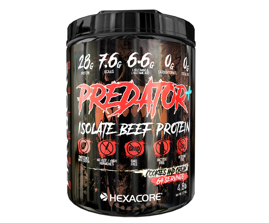 🥩 Proteína de Carne Aislada (Isolate) Hidrolizada Hexacore Predator Beef Sabor Cookies and Cream – 4.8 lbs (64 servicios)