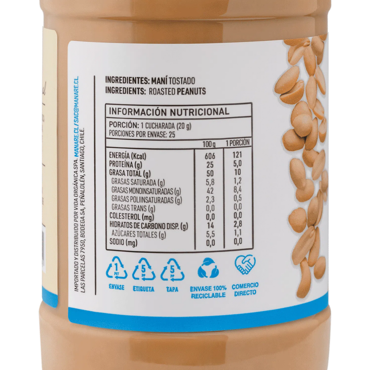 Mantequilla de mani Manare 500 g