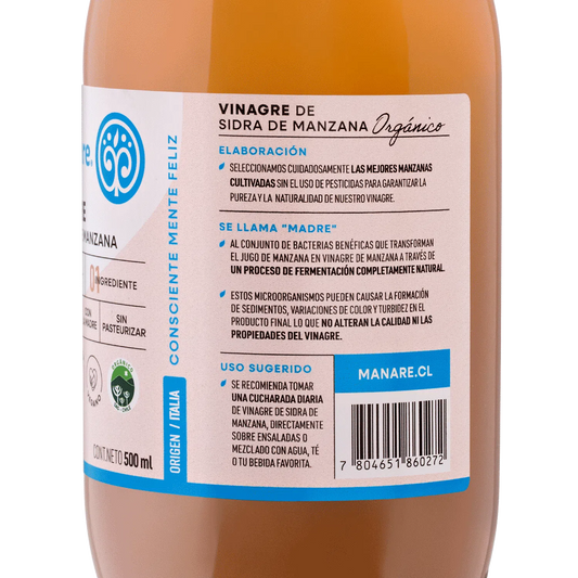 Vinagre de Sidra de Manzana Orgánico Manare (500 ml)