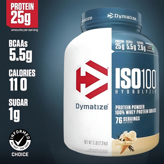 🥇 Proteína Aislada (Isolate) Hidrolizada Dymatize ISO100 – Sabor Vainilla Gourmet (5 lbs / 76 servicios)