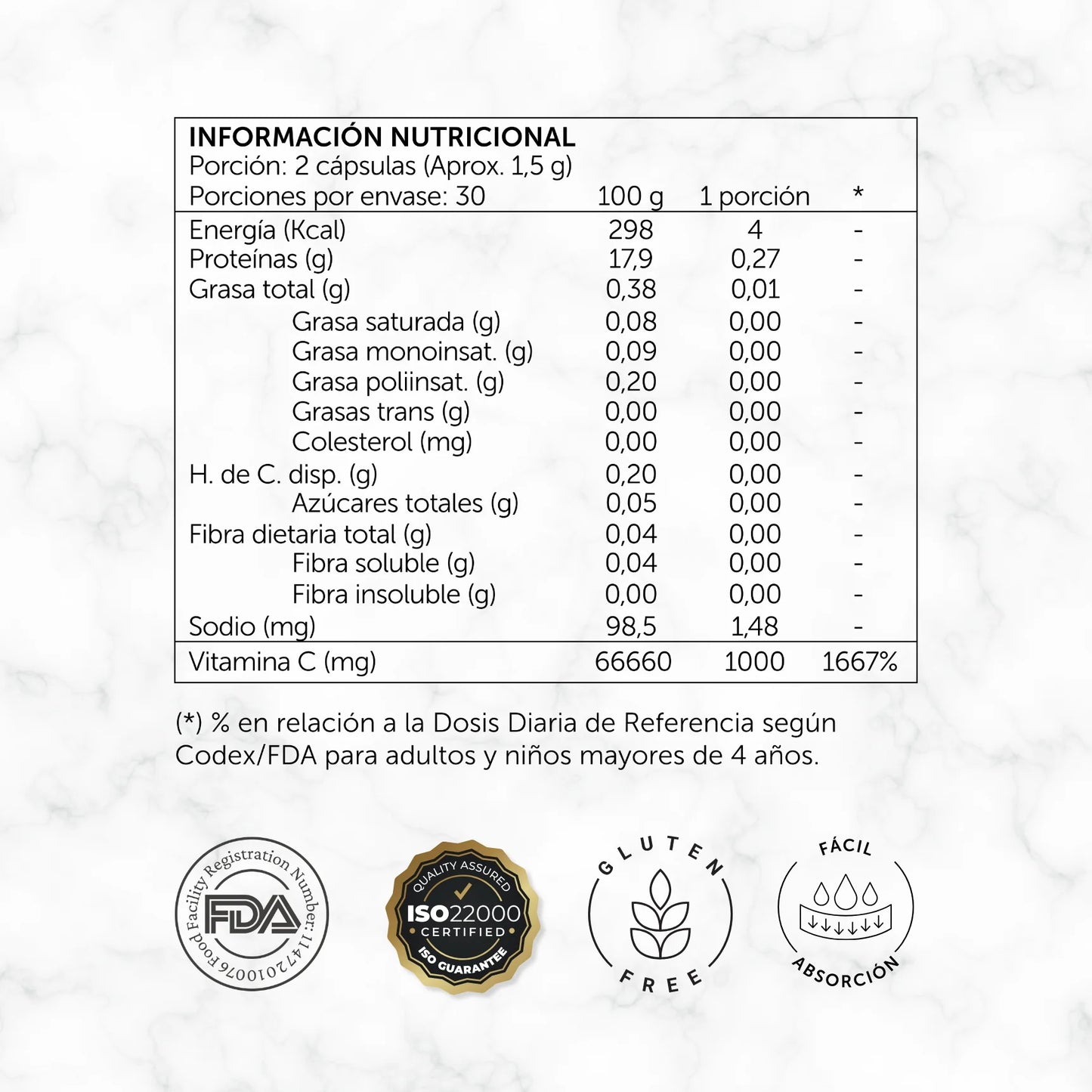 🍊 Vitamina C Revel - Potenciador del Sistema Inmune – 1000 mg (60 cápsulas / 30 porciones)