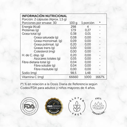 🍊 Vitamina C Revel - Potenciador del Sistema Inmune – 1000 mg (60 cápsulas / 30 porciones)