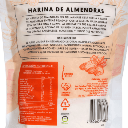 Harina de Almendras Sin Piel Manare (400 g)