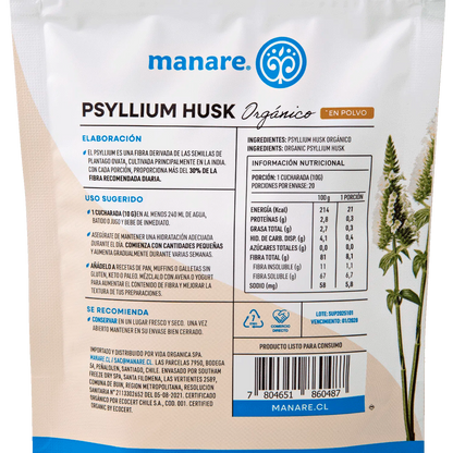Psyllium Husk Orgánico Manare 200 g