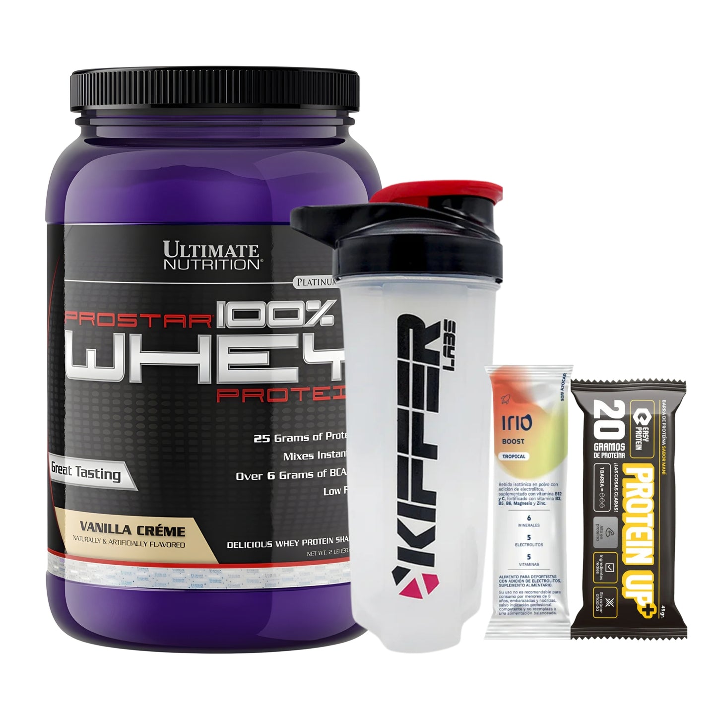 Proteína Prostar 100% Whey Ultimate Nutrition (2lbs/907gr - 30 servicios) + SHAKER + BARRITA + HIDRATANTE + ENVÍO GRATIS