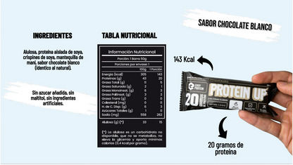 Barras de Proteína Sabor Chocolate Blanco EASY PROTEIN – 20g de Proteína 🥜💪 (Caja 20 unidades)