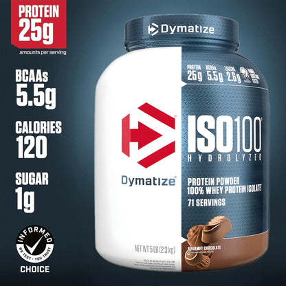 🥇 Proteína Aislada (Isolate) Hidrolizada Dymatize ISO 100 – Sabor Gourmet Chocolate (5 lbs / 71 servicios)