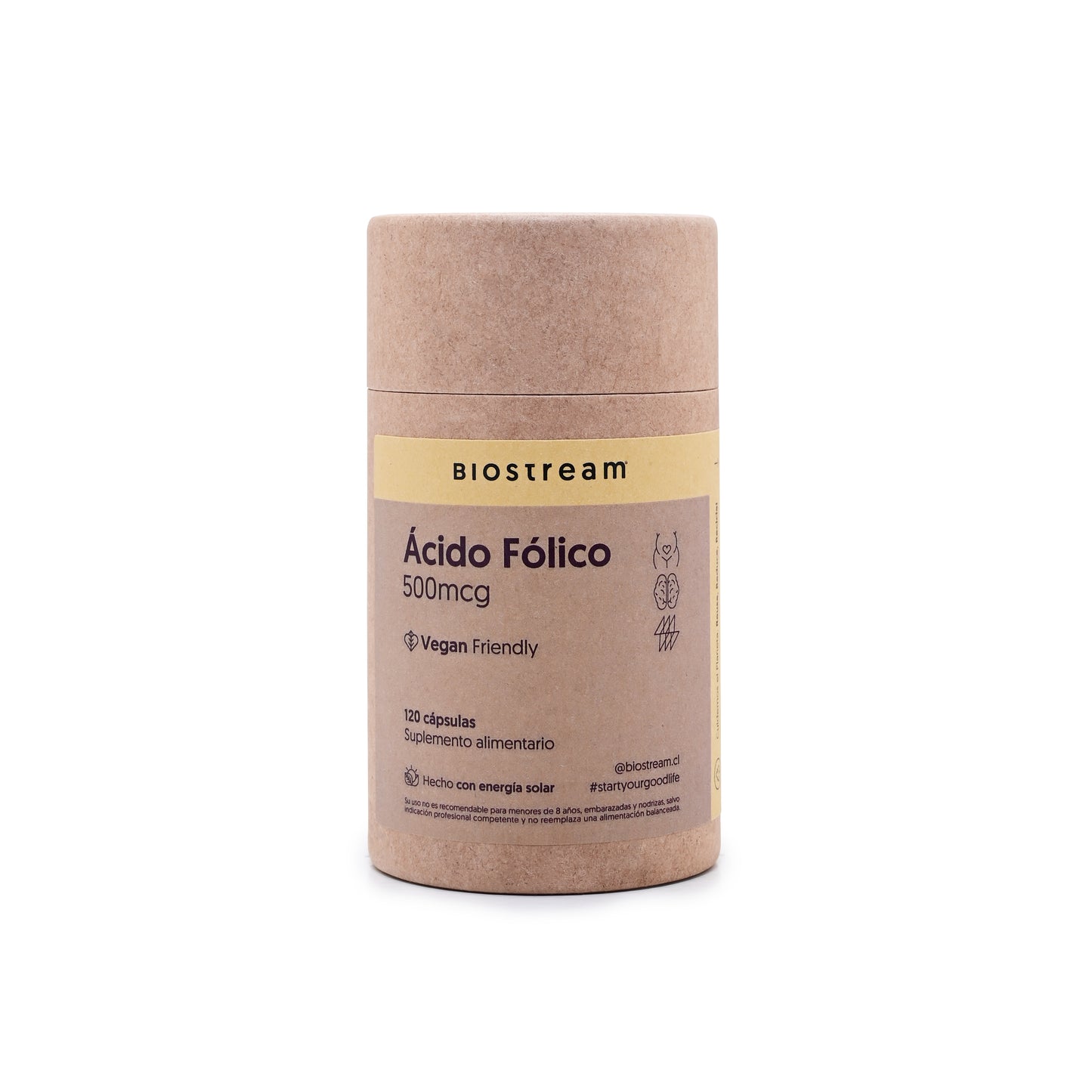 Acido Folico Vegano Biostream (120 capsulas - 500mcg)