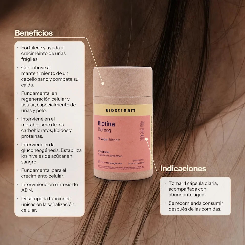 Biotina 150mcg Biostream (120 Cápsulas Vegana)
