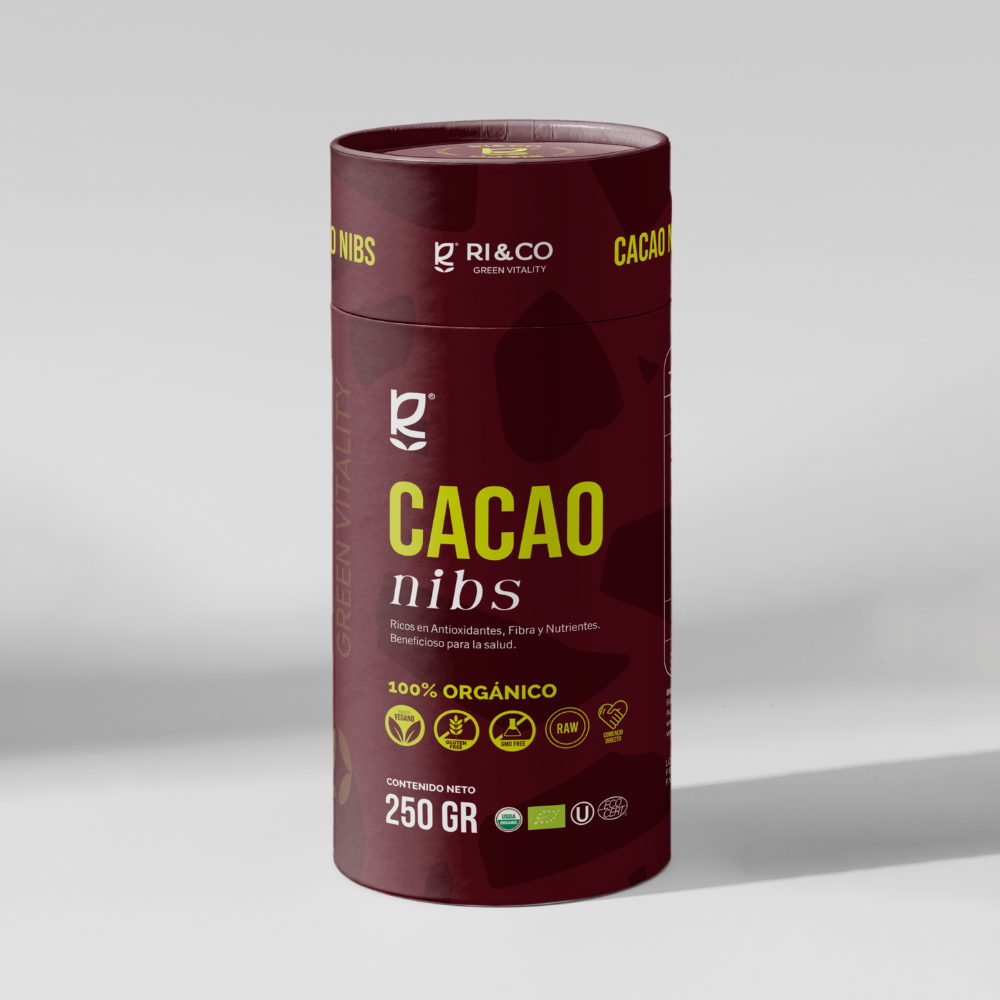 Cacao 100% Nibs Orgánico Riandco 250 g / Sin azúcar Sin aditivos