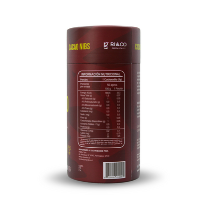 Cacao 100% Nibs Orgánico Riandco 250 g / Sin azúcar Sin aditivos