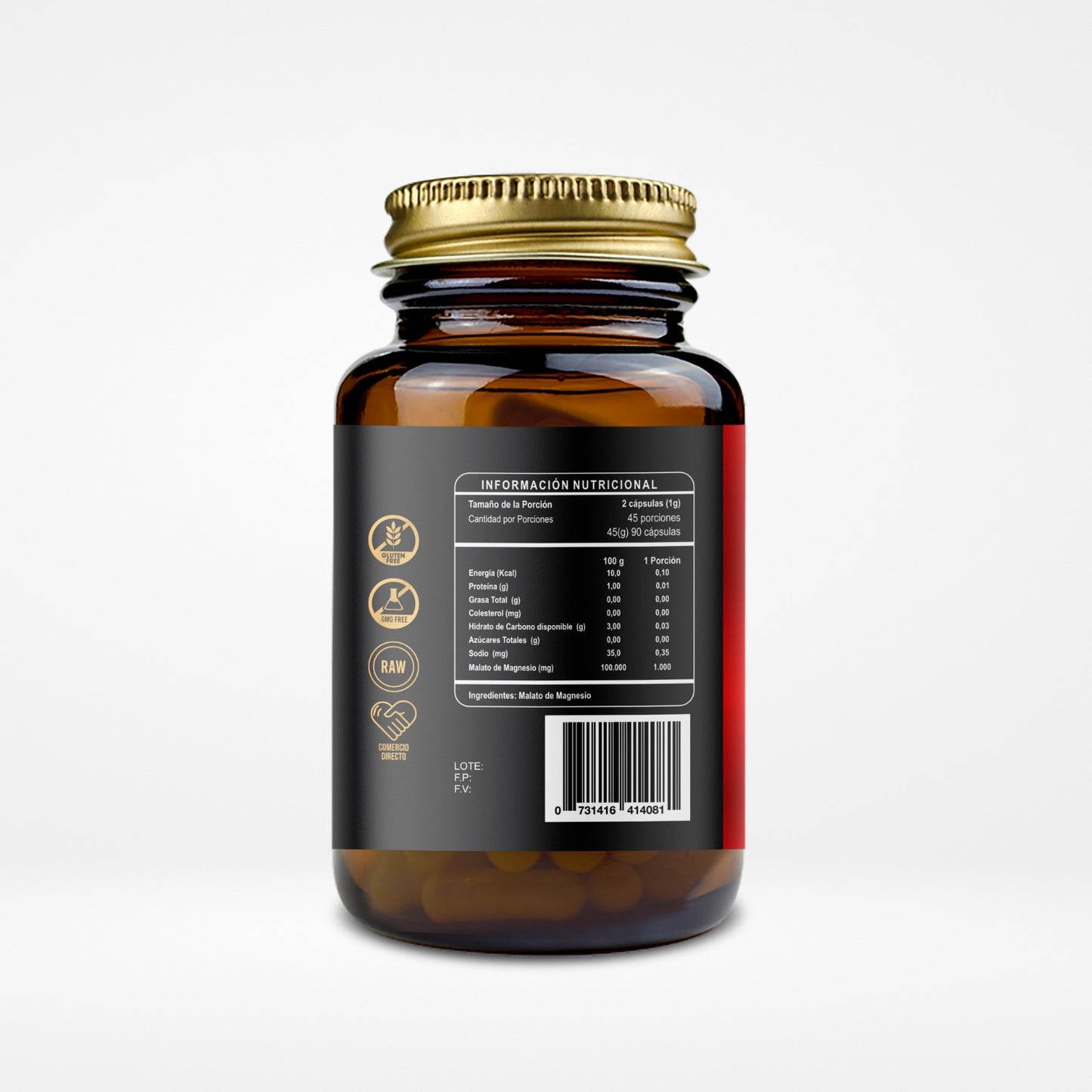 Malato de Magnesio Riandco Para Relajar Tus Músculos y Combatir la Fatiga (90 cap x 500mg)