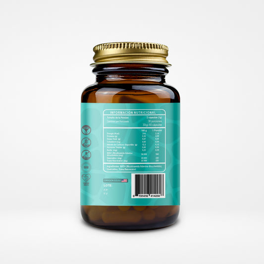 NAD + Quercetina + Resveratrol Riandco Para Activar tu Energía y Mantener la Juventud (60 caps 500 mg)