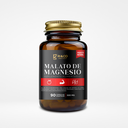 Malato de Magnesio Riandco Para Relajar Tus Músculos y Combatir la Fatiga (90 cap x 500mg)