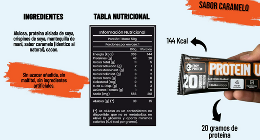 Barras de Proteína Sabor Caramelo EASY PROTEIN – 20g de Proteína 🥜💪 (Caja 20 unidades)