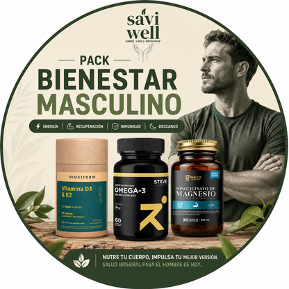 Pack Bienestar Masculino – Omega 3 - Vitamina D2 + K2 - Bisglicinato de Magnesio