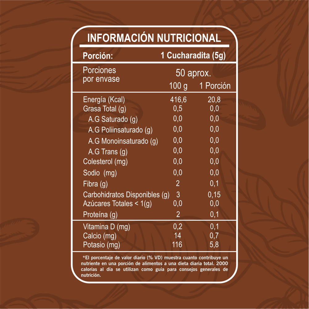 Cacao 100% en Polvo Orgánico Riandco 250 g / Sin azúcar Sin aditivos