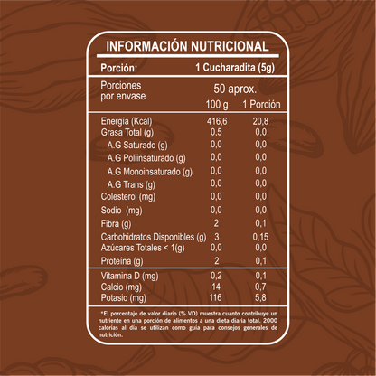 Cacao 100% en Polvo Orgánico Riandco 250 g / Sin azúcar Sin aditivos