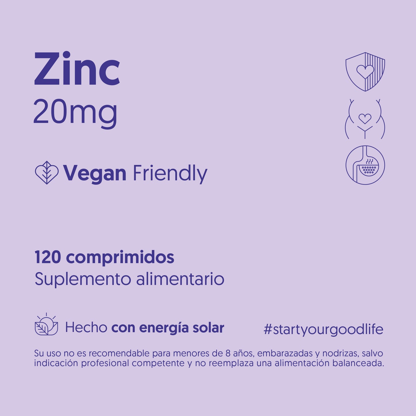 Zinc 20mg Biostream (120 Cápsulas Veganas)