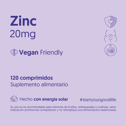 Zinc 20mg Biostream (120 Cápsulas Veganas)