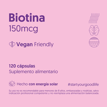 Biotina 150mcg Biostream (120 Cápsulas Vegana)
