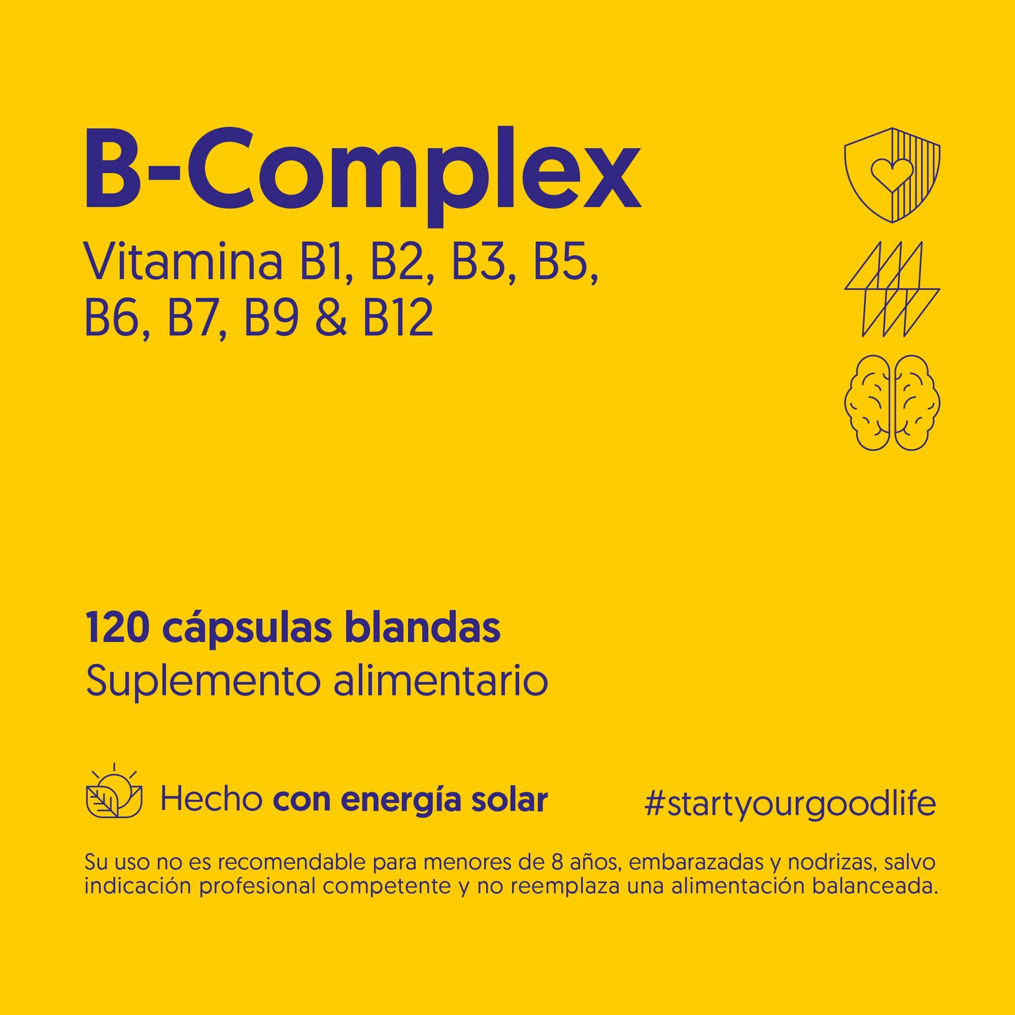 Vitaminas B-Complex Biostream - Vitamina B1, B2, B3, B5, B6, B7, B9 & B12 (120 Cápsulas)