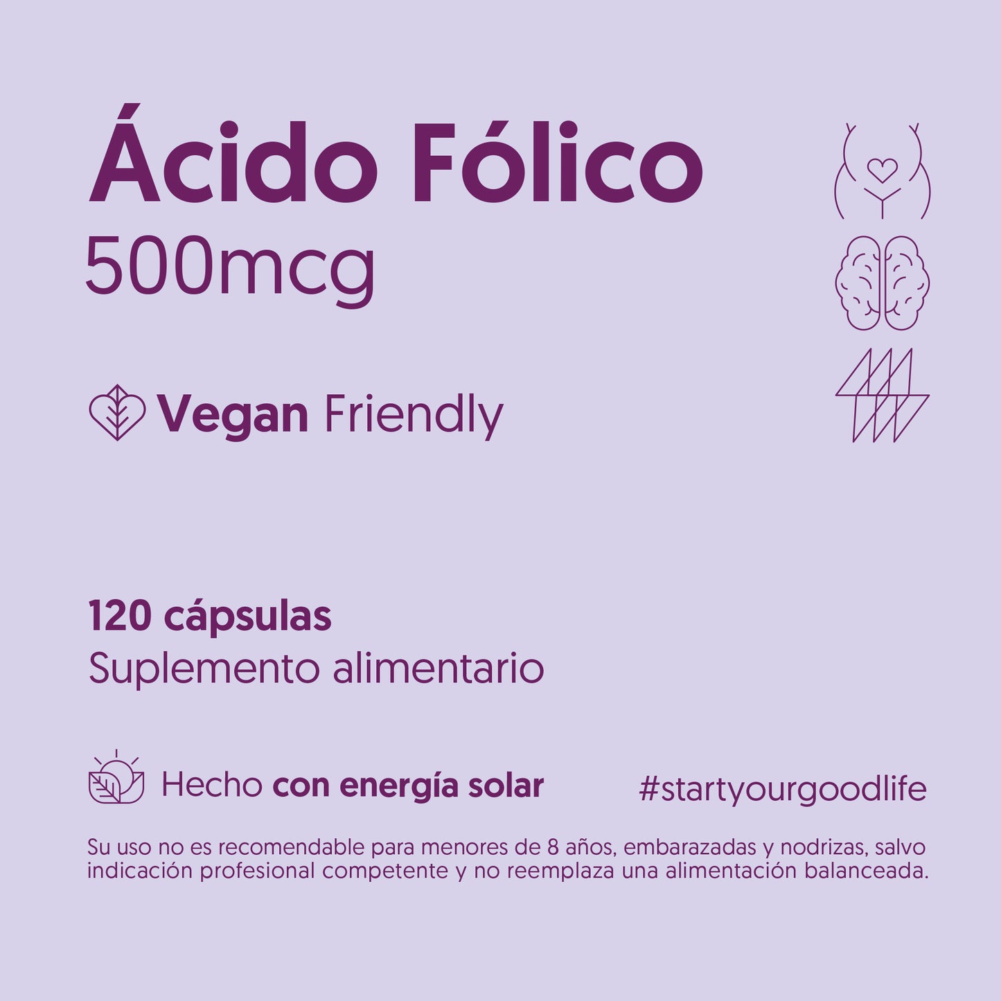 Acido Folico Vegano Biostream (120 capsulas - 500mcg)