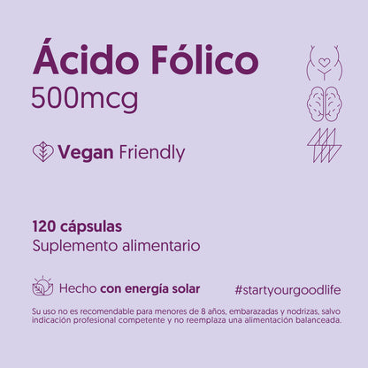 Acido Folico Vegano Biostream (120 capsulas - 500mcg)
