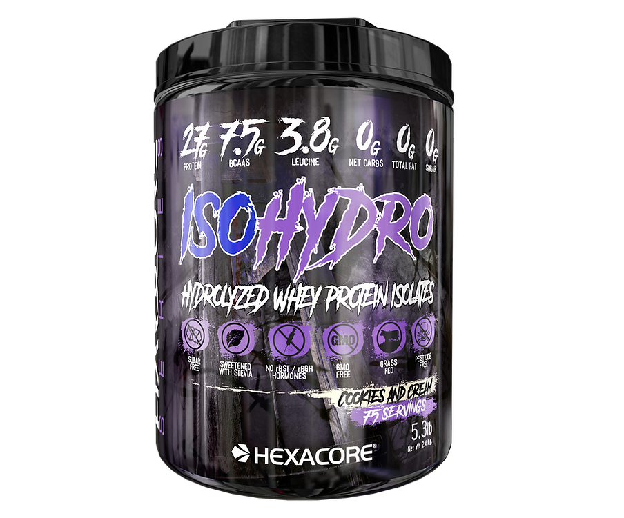 Proteína de Suero Aislada (Isolate) ISO HYDRO Hidrolizada Hexacore Sabor Cookies And Cream – 5.3 lbs (75 servicios)