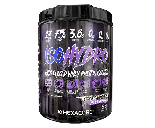 Proteína de Suero Aislada (Isolate) ISO HYDRO Hidrolizada Hexacore Sabor Cookies And Cream – 5.3 lbs (75 servicios)