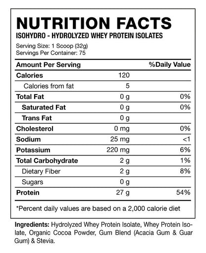 Proteína de Suero Aislada (Isolate) ISO HYDRO Hidrolizada Hexacore Sabor High Chocolate – 5.3 lbs (75 servicios)