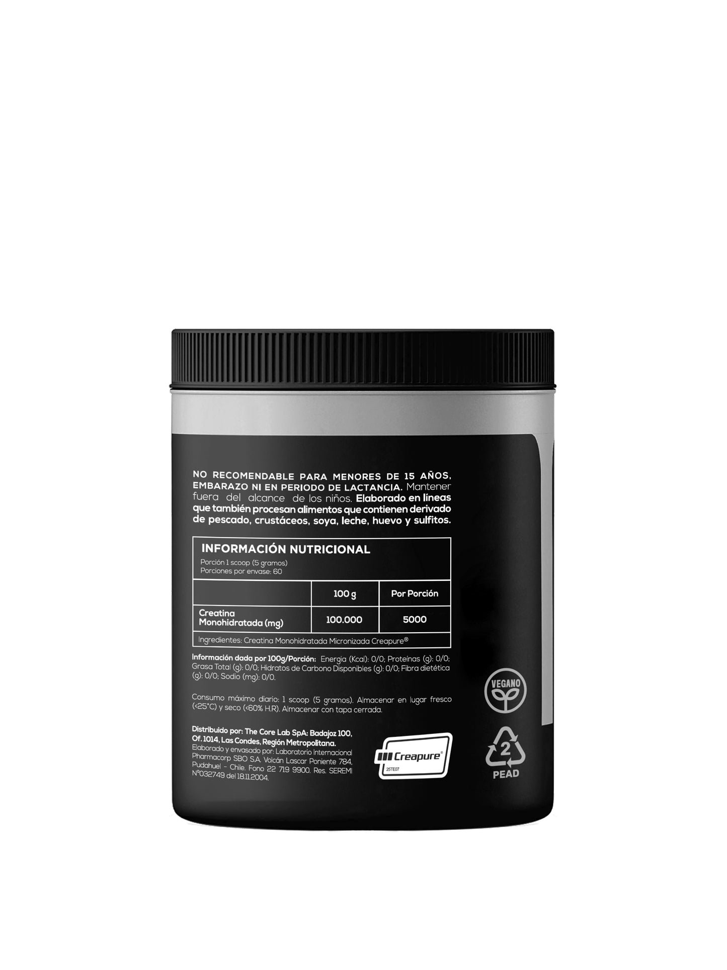 Creatina CREAPURE Monohidratada Micronizada Sin Sabor STRIVE (300r / 60 servicios)