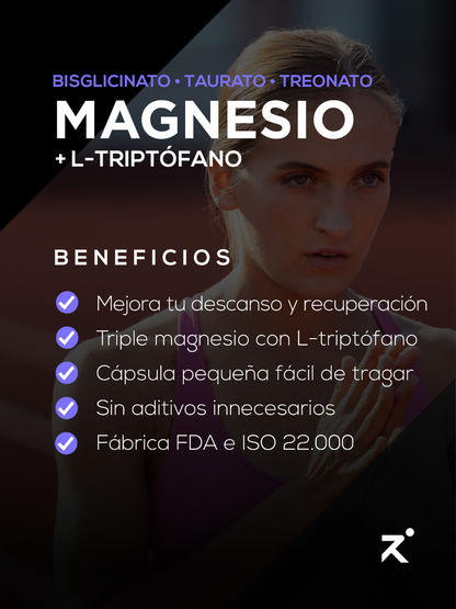 Triple Magnesio (Bisglicinato - Treonato - Taurato) + Triptófano Strive (60 Cápsulas)