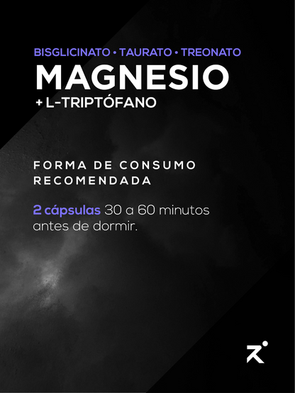 Triple Magnesio (Bisglicinato - Treonato - Taurato) + Triptófano Strive (60 Cápsulas)