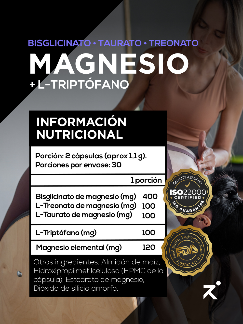 Triple Magnesio (Bisglicinato - Treonato - Taurato) + Triptófano Strive (60 Cápsulas)