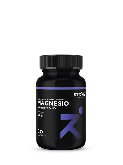 Triple Magnesio (Bisglicinato - Treonato - Taurato) + Triptófano Strive (60 Cápsulas)