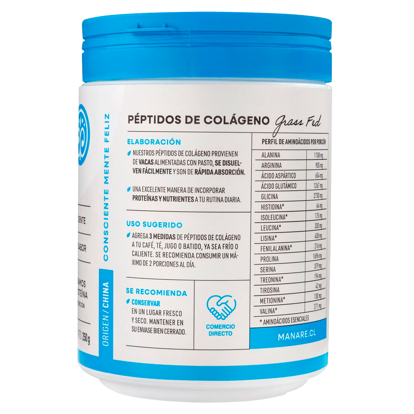 Péptidos de Colágeno Hidrolizado Manare 250 gr – Piel, Articulaciones y Bienestar