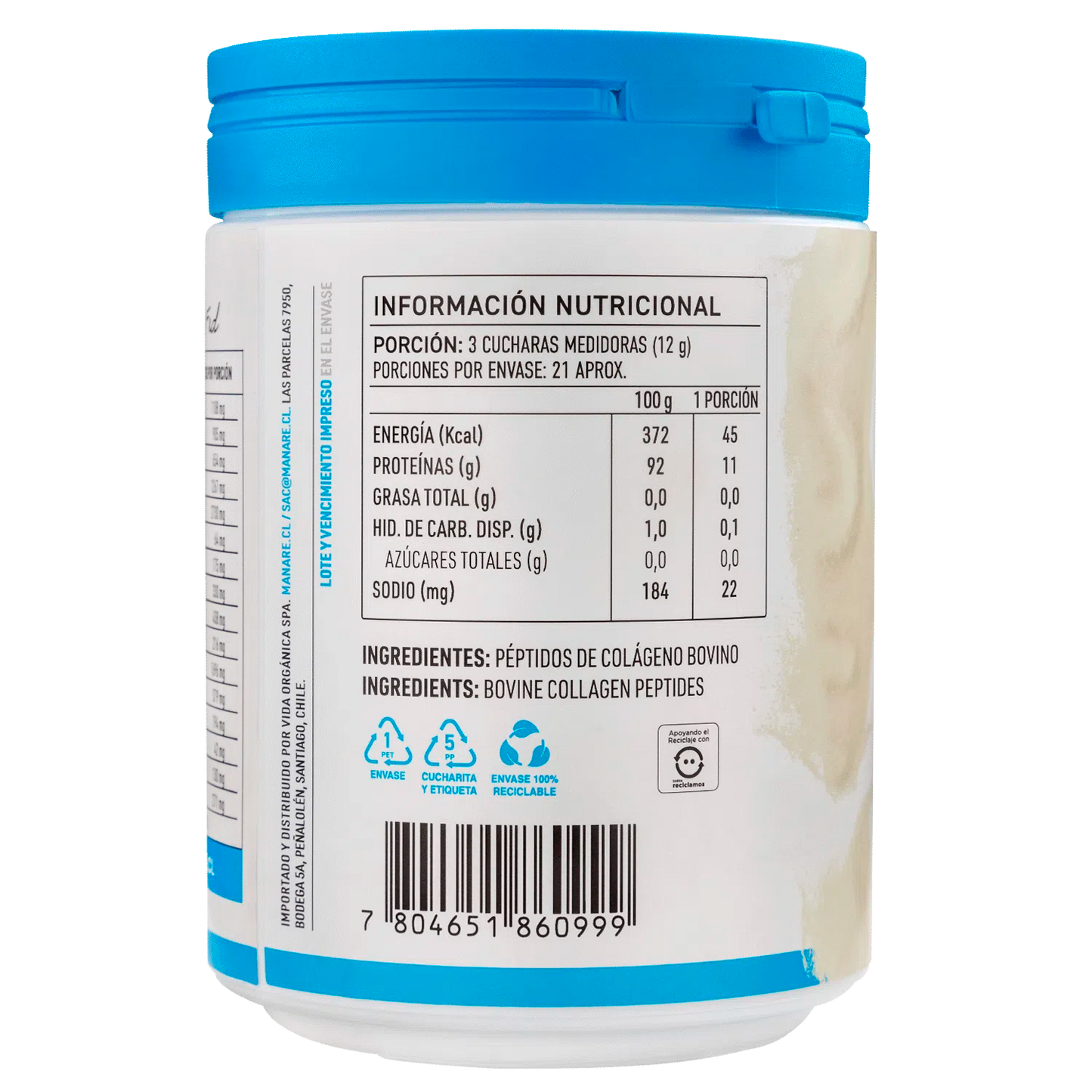 Péptidos de Colágeno Hidrolizado Manare 250 gr – Piel, Articulaciones y Bienestar