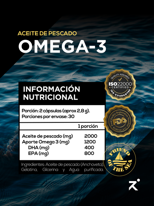 Omega 3 Strive Aceite de Pescado Anchoveta – 1200 mg (EPA 800 + DHA 400) (60 cápsulas / 30 porciones)